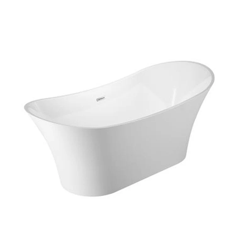 Freestanding Tub Noreen 69 Inch Double Slipper Oval Acrylic White/Polished Brass Drain and Overflow No Faucet Holes - Frankwebs