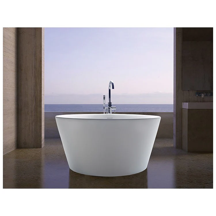 Air Tub Halo 52 x 52 Inch Freestanding Rolled Rim Center Biscuit Matte Round Sculpturestone 121 Gallons 26 Inch - Frankwebs