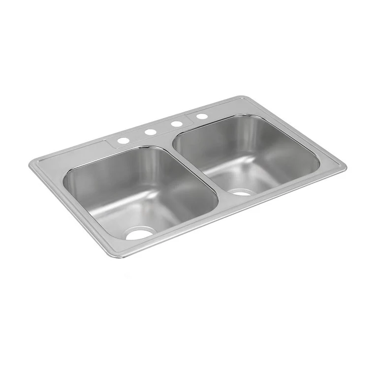 Kitchen Sink Dayton 33 x 22 Inch Double Bowl Equal 5 Hole Satin Drop-In 8-1/5 Inch - Frankwebs