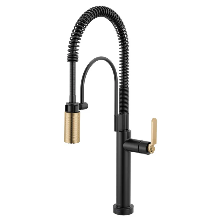 Kitchen Faucet Litze Smarttouch Semi Professional 1 Industrial Handle ADA Matte Black/Brilliance Luxe Gold Gooseneck 360 DEG Swivel 1 Hole TempID 1.8 Gallons per Minute - Frankwebs