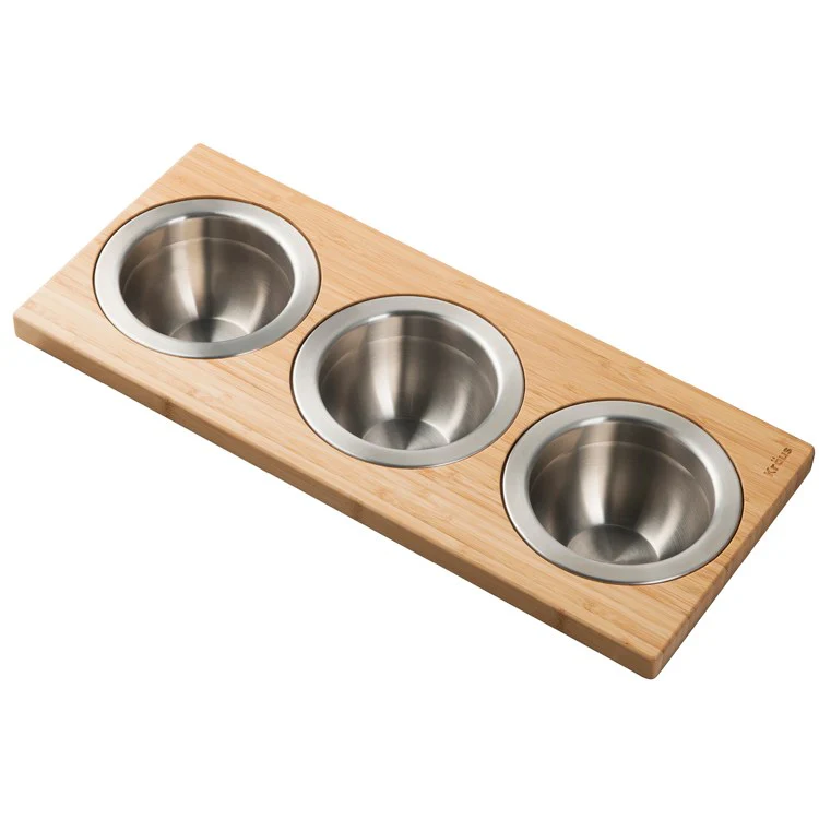 Workstation Kitchen Sink Serving Board Set with Round Stainless Steel Bowls - Frankwebs