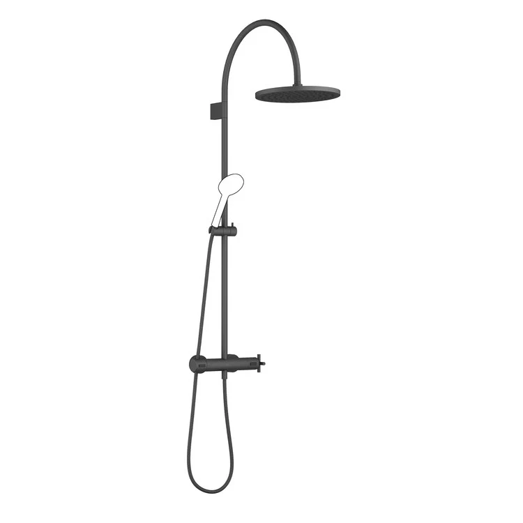 Shower Set TARA Exposed with Thermostat Less Handshower 1 Cross Matte Black 1.8 Gallons per Minute - Frankwebs