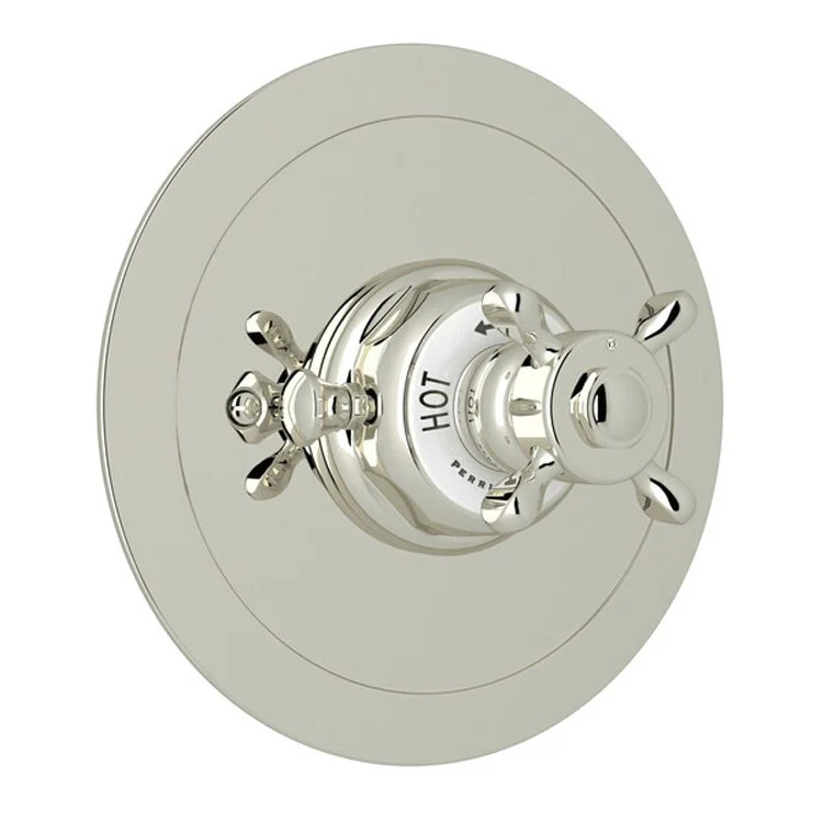 Thermostatic Trim Edwardian 3/4 Inch without Volume Control Round 1 Cross English Gold Brass - Frankwebs