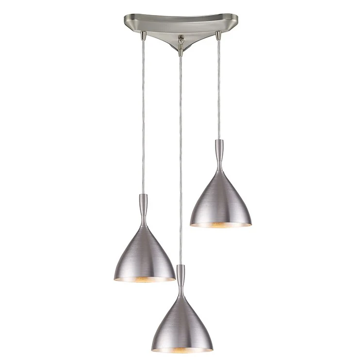 Spun Aluminum Three-Light Triangular Pan Pendant - Frankwebs