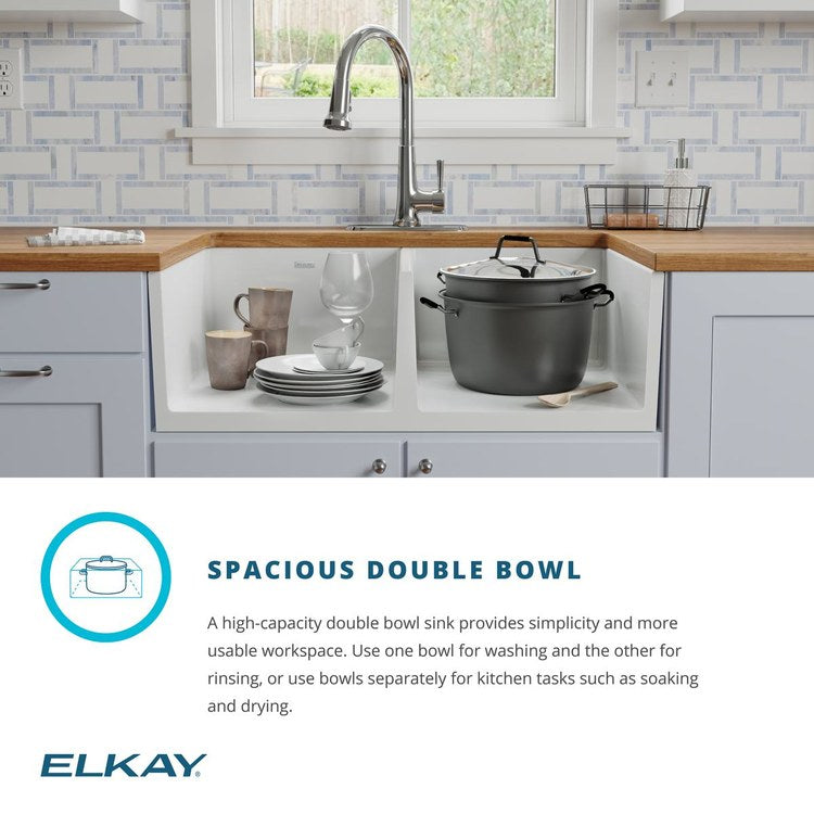 Kitchen Sink Fireclay 33 x 20 Inch Double Bowl Equal Kit Apron Front with Faucet ADA White Farmhouse Rectangle Drain Location Center Depth 10-1/8 Inch - Frankwebs