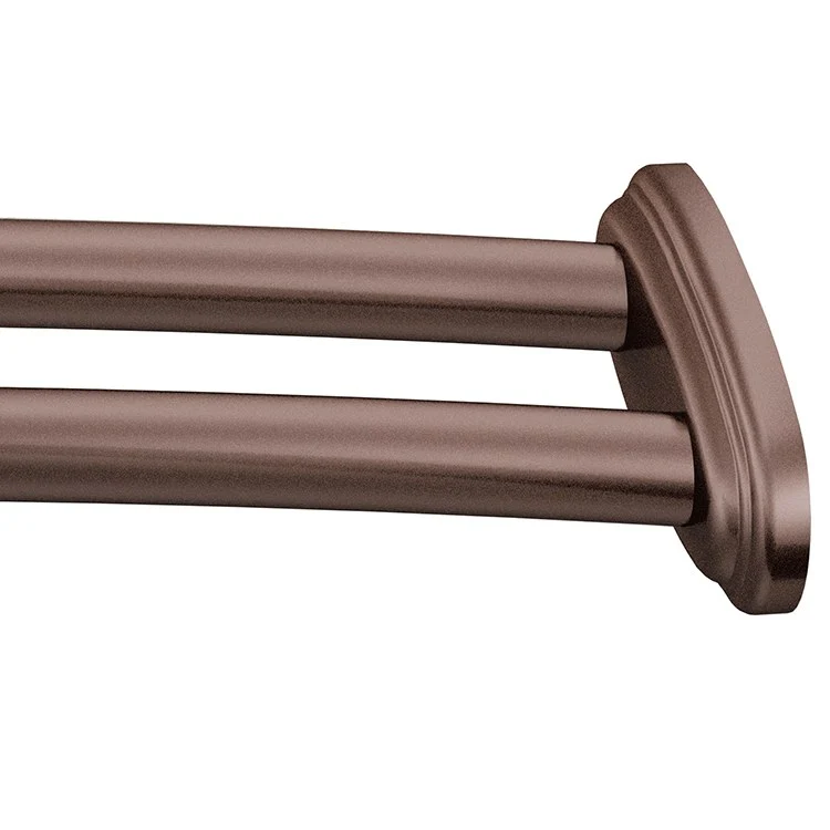 Adjustable Curved Stainless Steel Double Shower Rod with Concealed Mount Flanges - Frankwebs