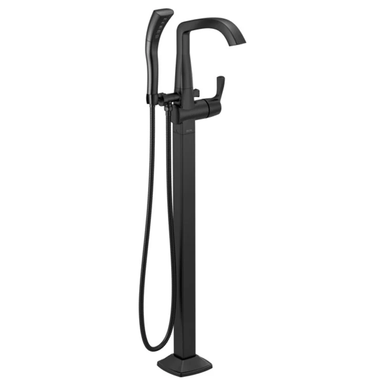 Tub Filler Trim Stryke Floor Mount with Handshower 1 Lever Matte Black ADA - Frankwebs