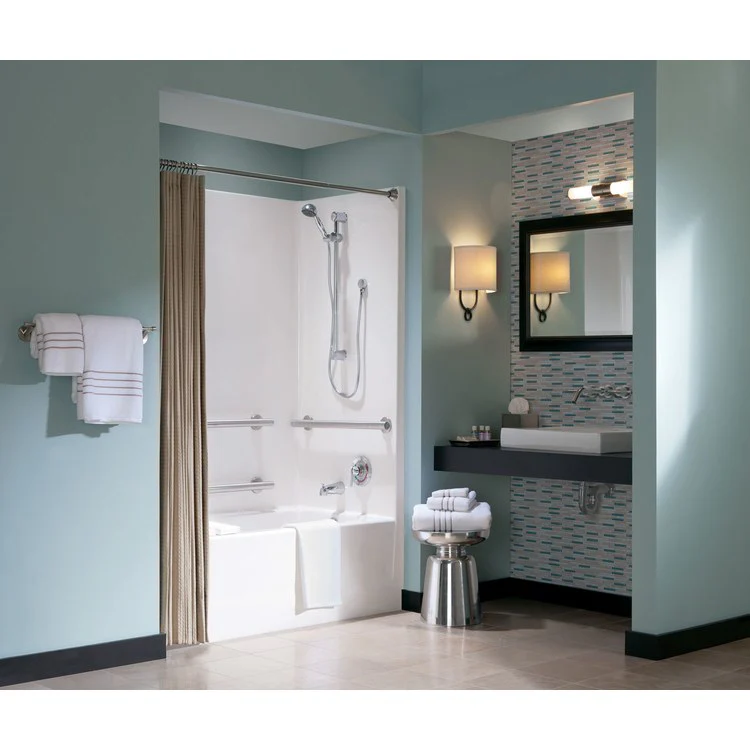 Tub and Shower Module 60 x 33-1/4 Inch Right Hand Drain Grab Bar White - Frankwebs