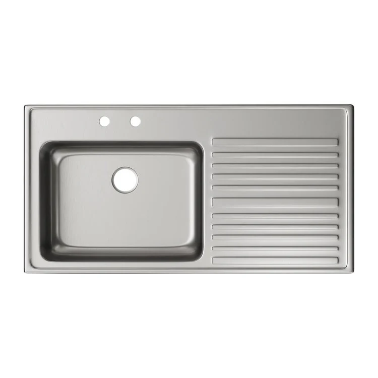 Kitchen Sink Lustertone Classic 43 x 22 Inch Single Bowl with Right Drainboard 2 Hole Lustrous Satin Drop-In - Frankwebs