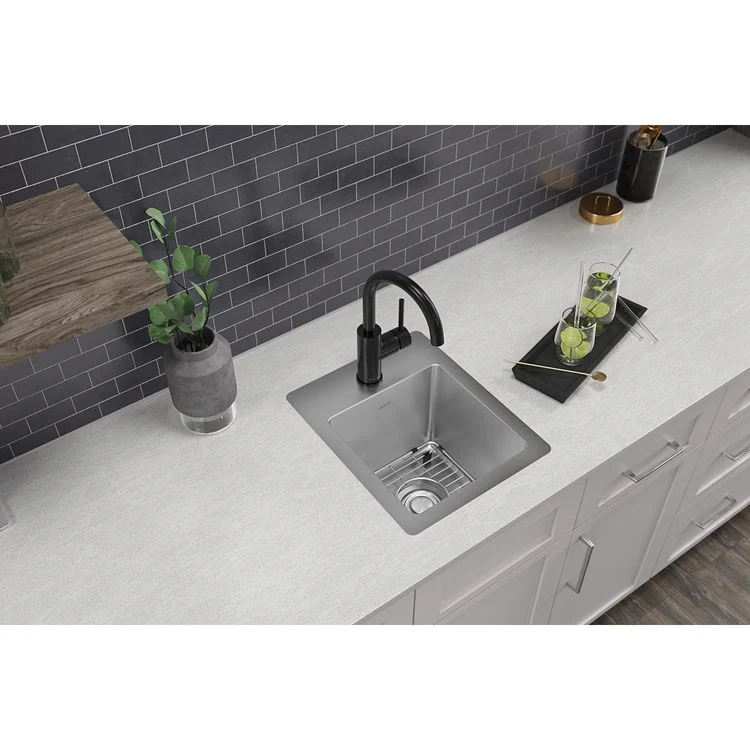 Sink Kit Crosstown Dual Mount 13 x 16 Inch Single Bowl Polished Satin Bottom Grid - Frankwebs