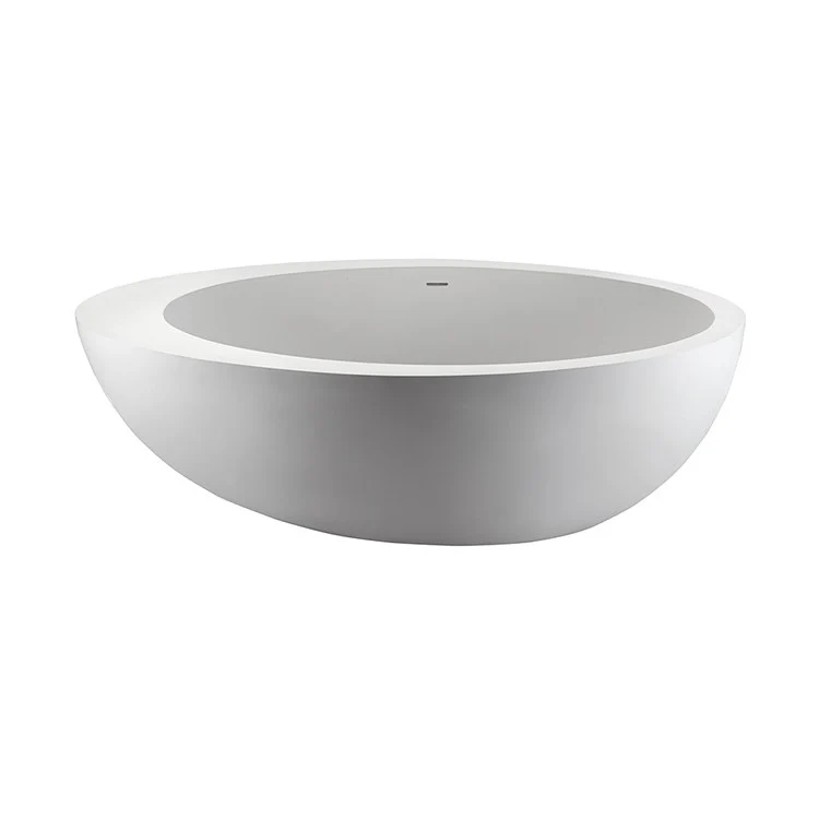 Soaking Tub Cascara 71 x 42 Inch Freestanding Center White Matte Sculpturestone 80 Gallons 22-3/4 Inch - Frankwebs