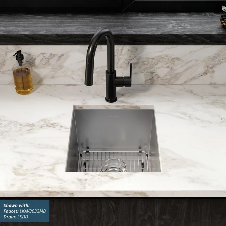 Sink Kit Crosstown 16 x 18.5 Inch Single Bowl Polished Satin Bottom Grid Strainer Drain Cleanser Towel Cloth Bag - Frankwebs