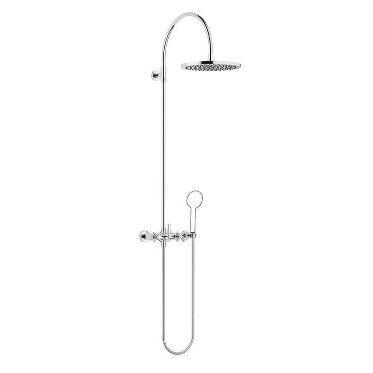 Shower Set TARA Exposed with Mixer Less Handshower 3 Cross/Lever Chrome 1.8 Gallons per Minute - Frankwebs