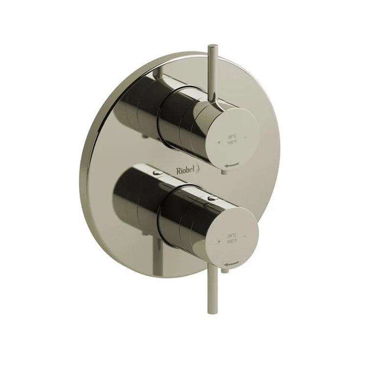 Thermostatic Valve Pallace Pressure Balance System Round 4-Way 2 Lever Polished Nickel ADA 7-1/8W x 7-1/8H Inch - Frankwebs