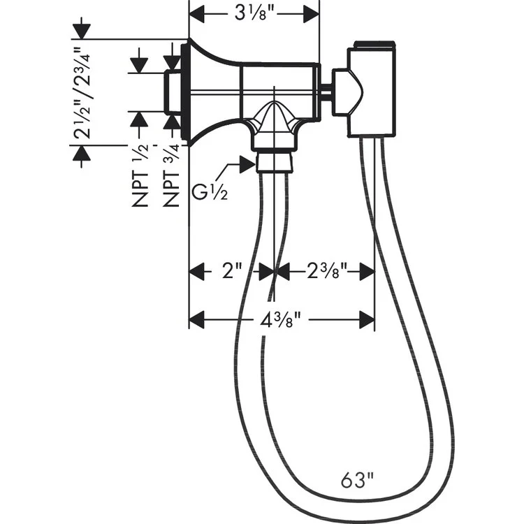 Locarno Handshower Wall Elbow with 63