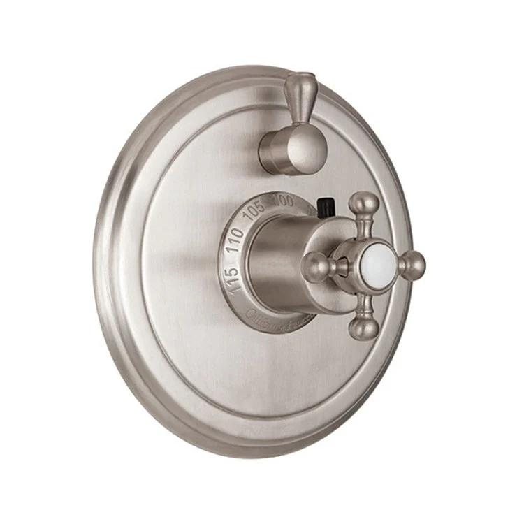 Thermostatic Trim Monterey Round with Single Volume Control 2 Cross Satin Nickel Brass - Frankwebs