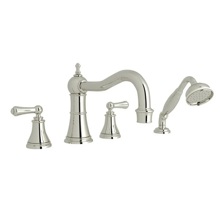 Tub Filler Georgian Era Deck Mount with Handshower 2 Lever Column Spout Polished Nickel - Frankwebs