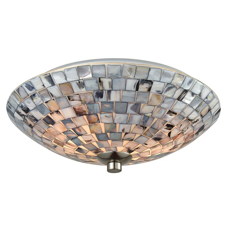 Cappa Shells Two-Light Flush Ceiling Fixture with Satin Nickel Hardware and Gray Capiz Shells - Frankwebs