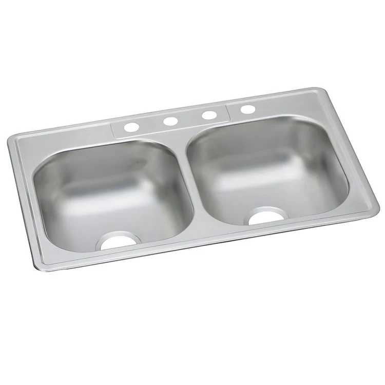 Kitchen Sink Dayton 33 x 22 Inch Double Bowl Equal 1 Hole Satin Top Mount Drain Location Center Bottom Only Spray - Frankwebs