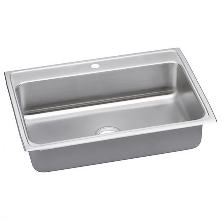 Kitchen Sink Lustertone Classic 31 x 22 Inch Single Bowl 1 Hole ADA Lustrous Satin Drop-In Rectangle Drain Location Rear Center Depth 5-1/2 Inch Quick Clip Mounting System Bottom Only Pads - Frankwebs