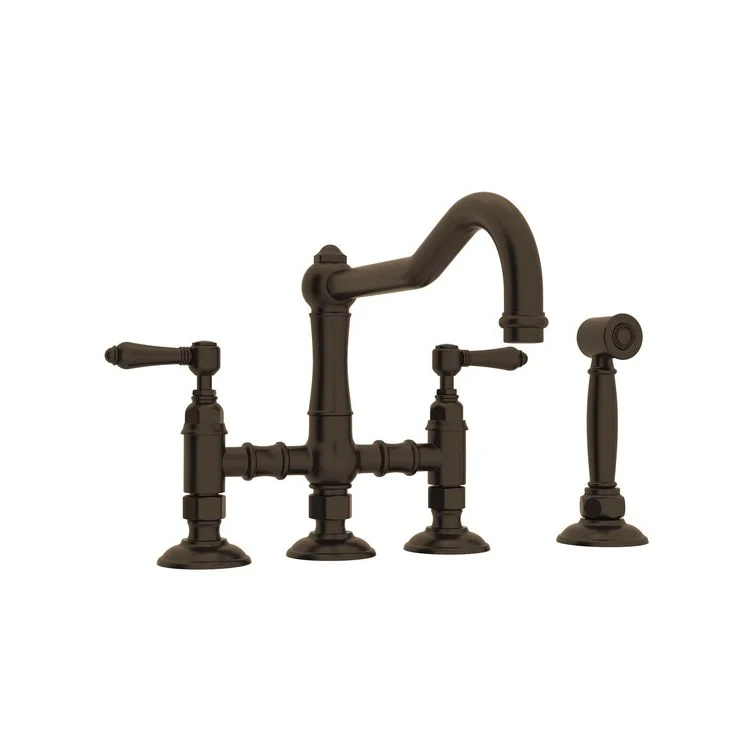 Kitchen Faucet Acqui with Sidespray 2 Metal Lever Polished Chrome Column Spout Three Leg Bridge 9-17/32 Inch 1.5 Gallons per Minute - Frankwebs