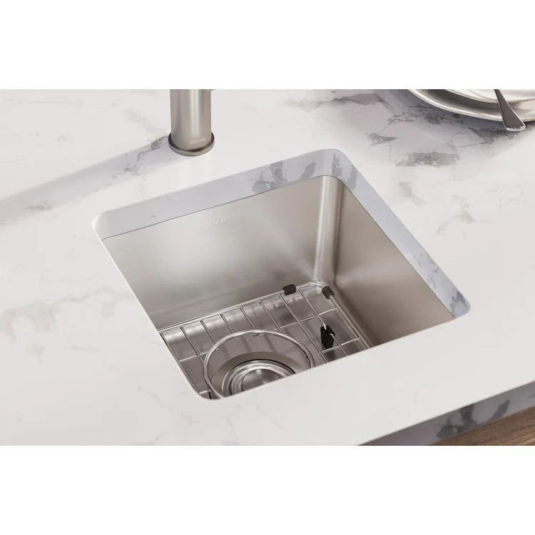 Kitchen Sink Lustertone Iconix 14.5 x 14.5 Inch Single Bowl Kit Luminous Satin Undermount - Frankwebs