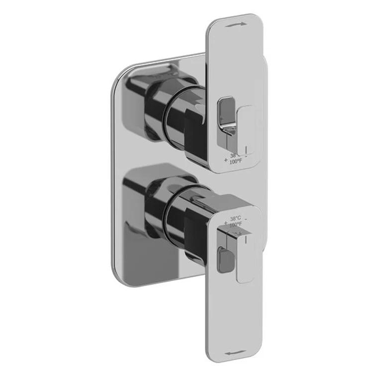 Thermostatic Valve Equinox Pressure Balance System Rectangular 4-Way 2 Lever Brushed Nickel ADA 5-1/2W x 7-1/8H Inch - Frankwebs