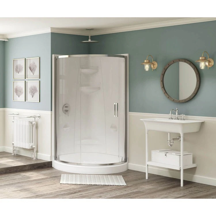 Shower Freestyle Round White 39-1/2 x 39-1/2 x 77-3/4 Inch Acrylic with Center Seat 39-1/2 Inch - Frankwebs