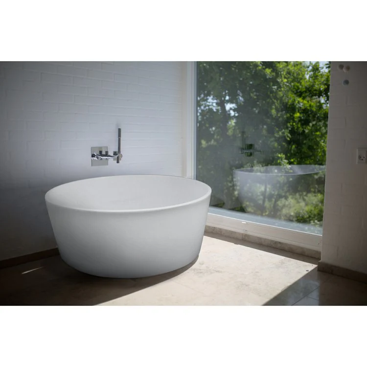 Soaking Tub Ston Collection Pearl 60 x 19 Inch Freestanding Tub Only Center Almond Hydroluxe SS - Frankwebs