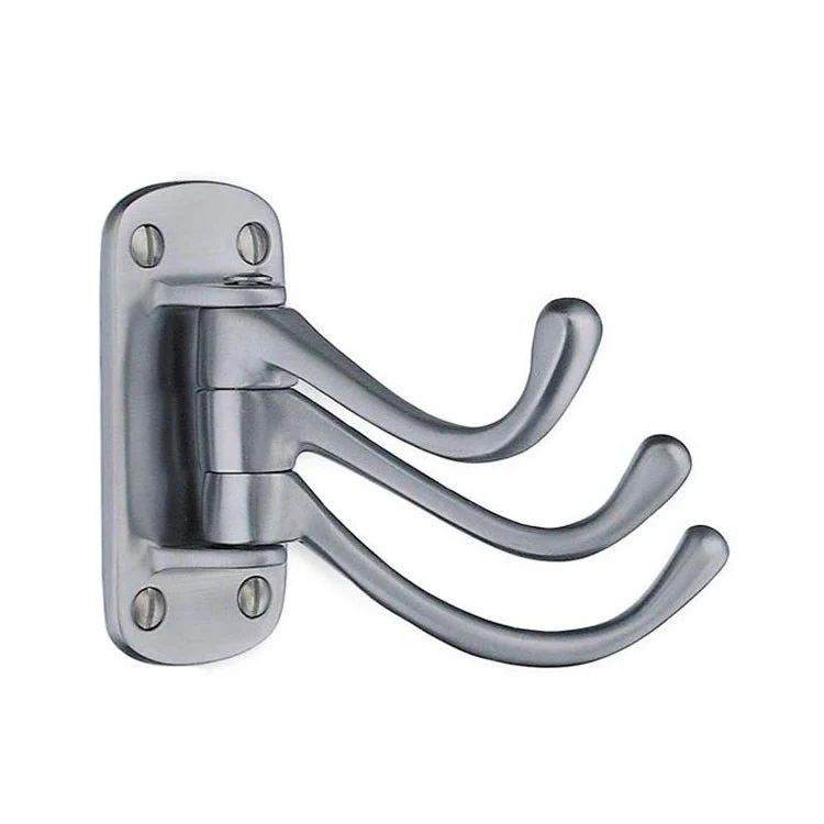 Coat Rack 3 Hook 3-1/4 Inch Brushed Chrome Zinc 3-7/8 Inch - Frankwebs