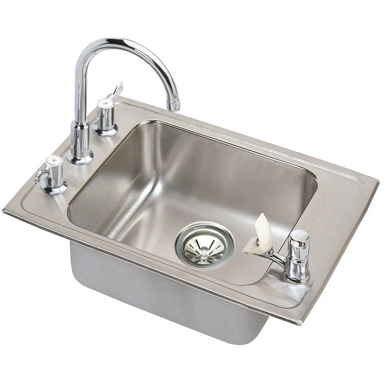Classroom Sink Lustertone 25 x 17 x 5-1/2 Inch 5-3/8 Inch 1 Bowl ADA 4 Hole Lustrous Satin Drop-In 30 Inch - Frankwebs