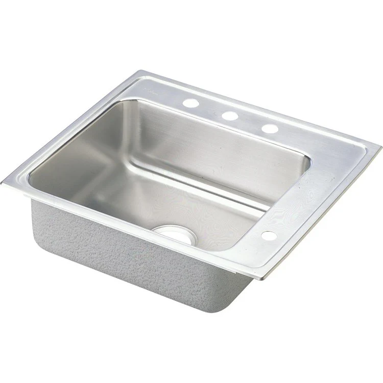 Classroom Sink Lustertone 25 x 22 Inch Single Bowl ADA Right 4 Hole Lustrous Satin Top Mount Minimum Cabinet Size 30 Inch 5-1/2 Inch Quick Clip Mounting System 18 Gauge Bottom Pads Only Mounting Hardware Included for Up to 3/4IN Countertop - Frankwebs