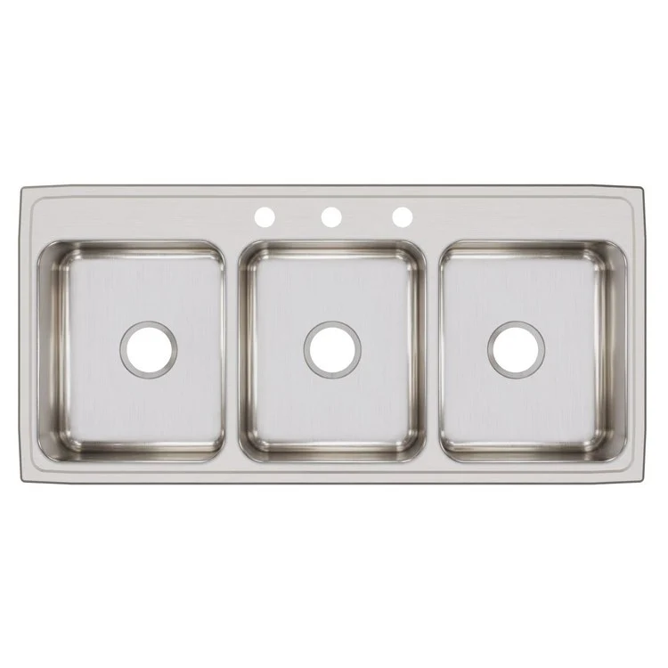 Kitchen Sink Lustertone Classic 46 x 22 Inch Triple Bowl 3 Hole Lustrous Satin Drop-In Drain Location Center Bottom Only Pads - Frankwebs