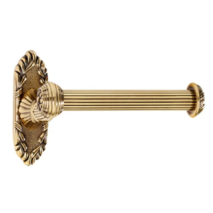 Toilet Paper Holder Ribbon & Reed Bath Left Single Post Unlacquered Brass 6-3/16 Inch 1-1/4 Inch Wall Mount - Frankwebs