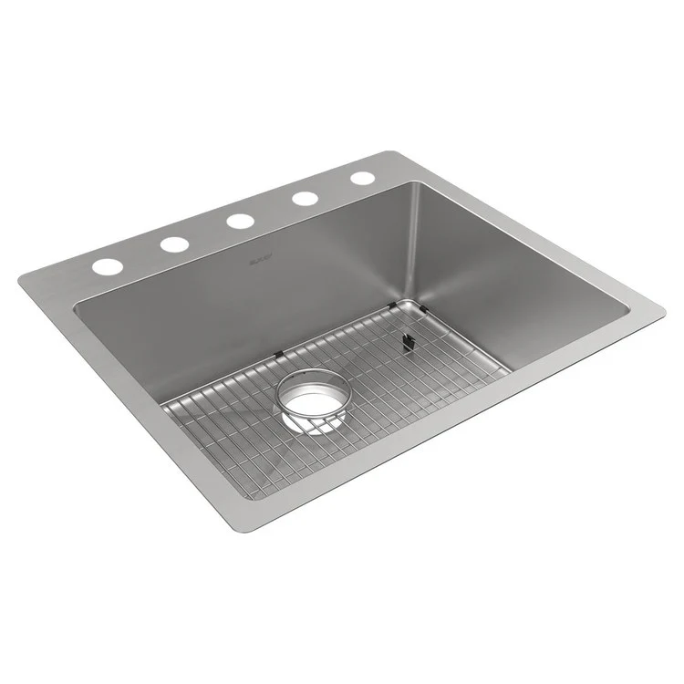 Kitchen Sink Crosstown 25 x 22 Inch Single Bowl 5 Hole Polished Satin Drop-In Undermount - Frankwebs