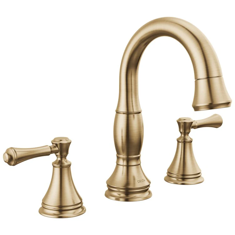 Lavatory Faucet Cassidy Widespread 4-16 Inch Spread 2 Lever ADA WaterSense Brilliance Champagne Bronze Pull Down 1.2 Gallons per Minute - Frankwebs