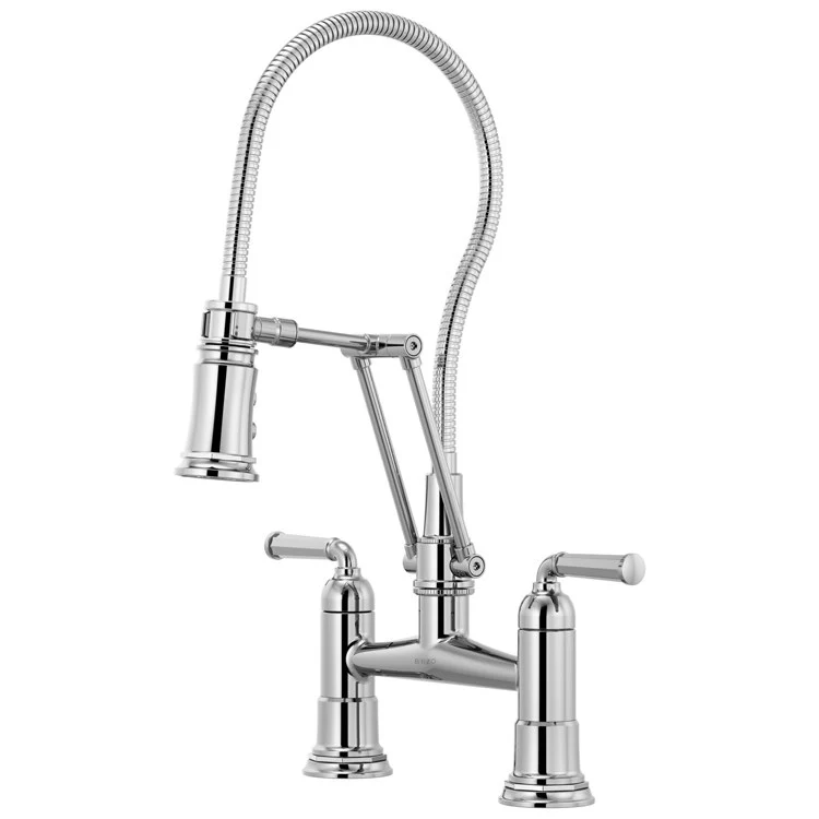 Kitchen Faucet Rook Bridge with Finished Semi-Flexible Hose 8 Inch Spread 2 Lever ADA Brilliance Luxe Gold 1.8 Gallons per Minute - Frankwebs