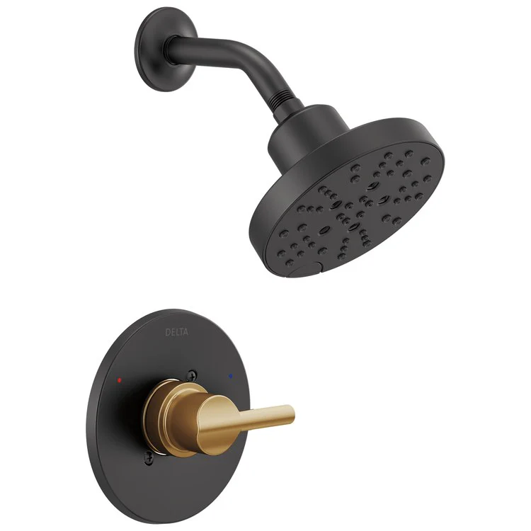 Shower Trim Nicoli 14 Series Monitor H2Okinetic 1 Lever Matte Black/Champagne Bronze WaterSense ADA 1.75 Gallons per Minute - Frankwebs