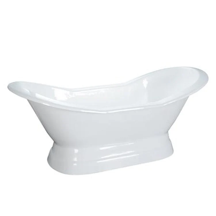 Freestanding Tub Oxnard 72 Inch Double Slipper Oval Cast Iron White No Faucet Holes - Frankwebs
