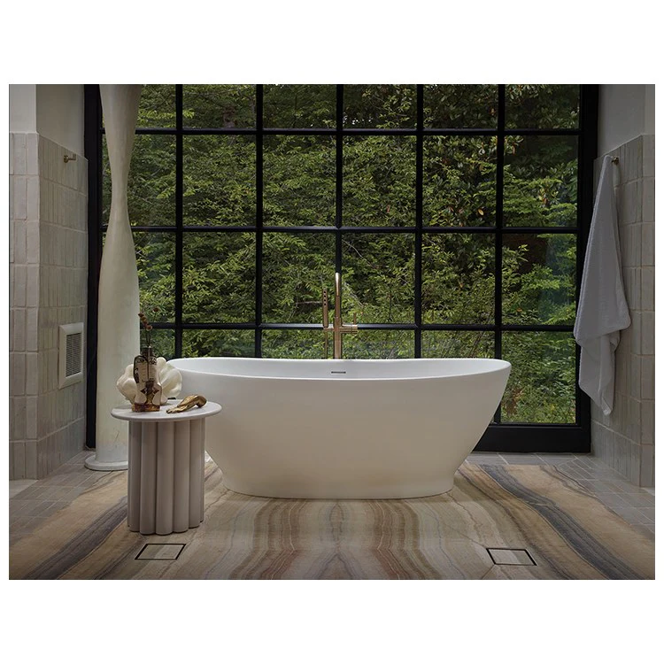 Air Tub Elise 66 x 34 Inch Freestanding Air Bath Center White Gloss Oval Sculpturestone 90 Gallons 22-1/2 Inch - Frankwebs