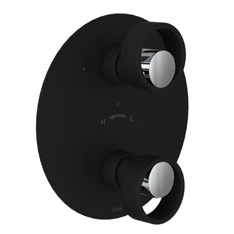 Thermostatic Trim Eclissi 1/2 Inch with Diverter 2 Circular Handle Polished Chrome/Matte Black 6.7 Gallons per Minute Brass - Frankwebs