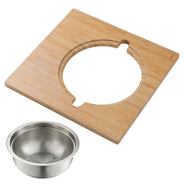 Workstation Kitchen Sink Serving Board Set with Stainless Steel Colander - Frankwebs
