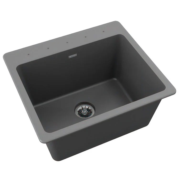 Laundry Sink Quartz Classic 25 x 22 Inch Single Bowl with Perfect Drain Dusk Gray Drop-In - Frankwebs