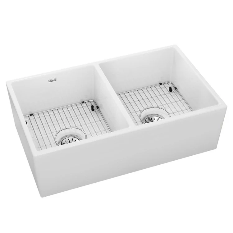 Kitchen Sink Fireclay 33 x 20 Inch Double Bowl Equal Kit Apron Front White Farmhouse Drain Location Center - Frankwebs