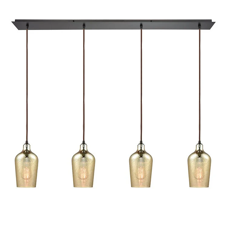 Hammered Glass Four-Light Linear Pendant - Frankwebs