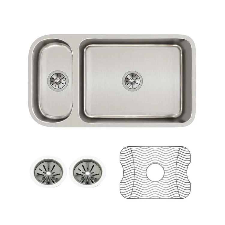 Kitchen Sink Lustertone Classic 32.25 x 18.25 Inch Double Bowl 30/70 Kit Lustertone Undermount - Frankwebs