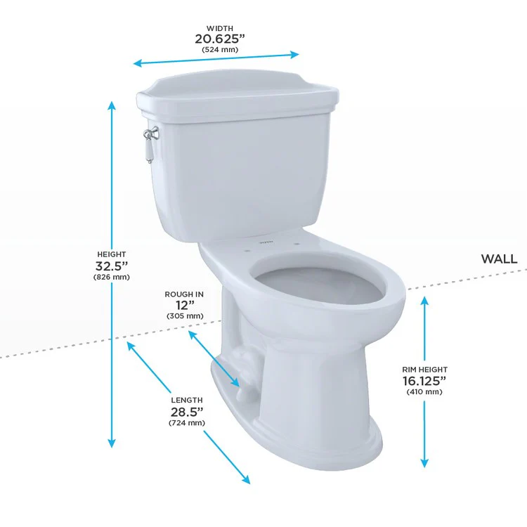 Toilet Eco Dartmouth 2 Pieces Close Coupled Universal Height Cotton Elongated ADA 32-1/2 Inch 1.28 Gallons per Flush Left Hand Chrome Less Seat - Frankwebs