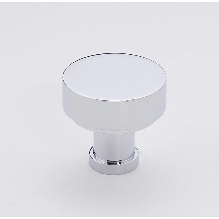 Knob Moderne Round Polished Chrome Brass 1-1/8 Inch 1-1/8 Inch 9/16 Inch - Frankwebs
