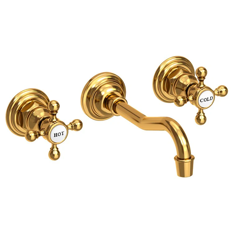 Lavatory Trim Chesterfield Wall Mount 2 Cross Polished Gold PVD ADA WaterSense 1.2 Gallons per Minute - Frankwebs