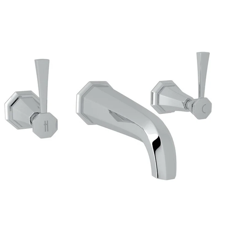 Lavatory Faucet Deco Wall Mount Widespread 2 Lever Polished Chrome 1.2 Gallons per Minute - Frankwebs
